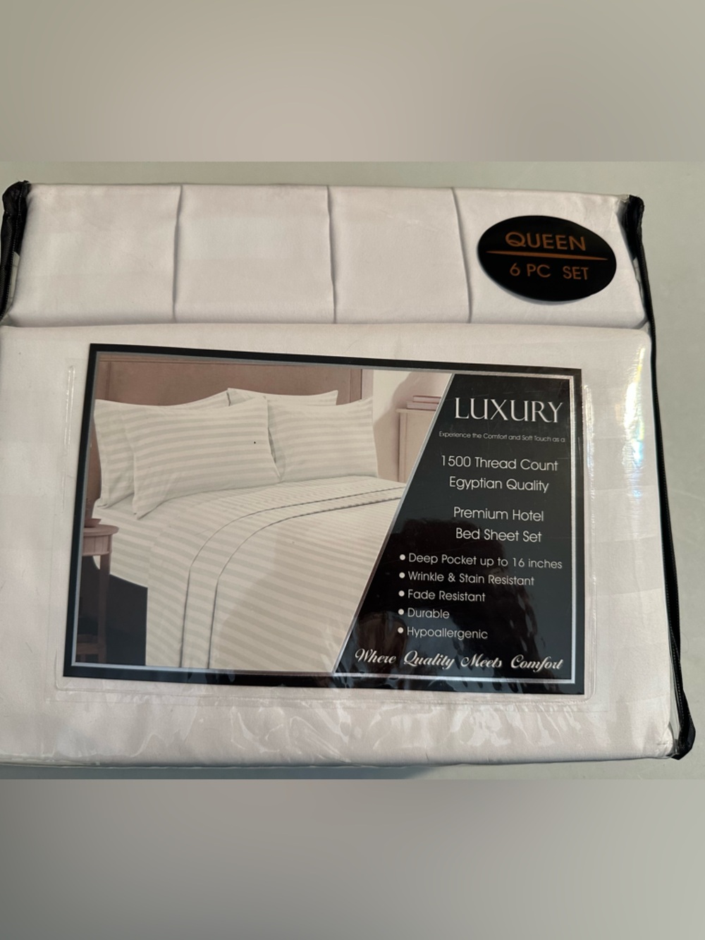 1500 TC Egyptian Quality White Queen 6-Piece Sheet Set